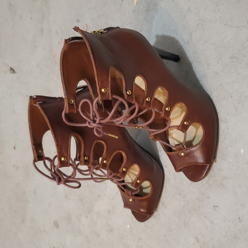 Call It Spring Brown Strappy Open Toe Heels